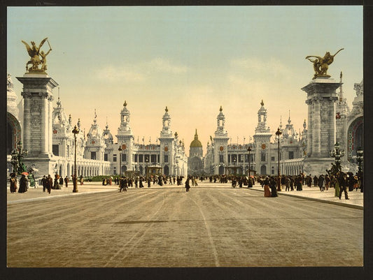 A picture of Avenue Nicholas II, looking towards the Dome of the Invalides, Exposition Universal, 1900, Paris, France