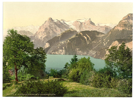 A picture of Axenstein, Park and Urirothstock, (i.e., Urirotstock), Lake Lucerne, Switzerland