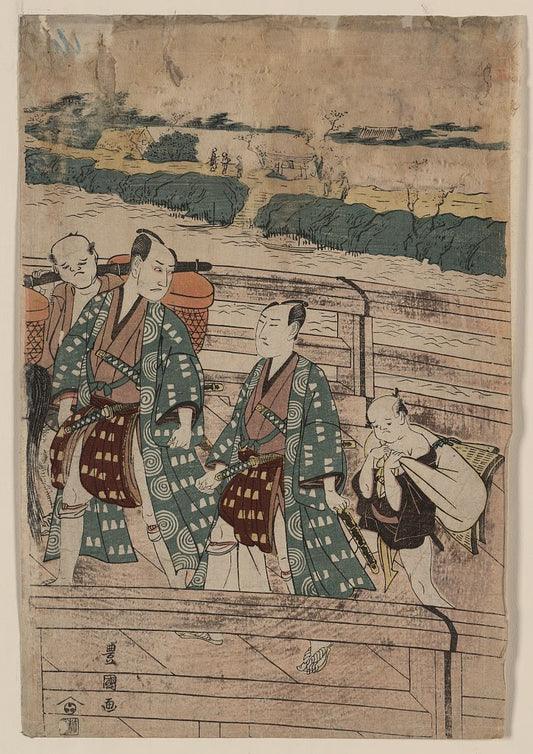 A picture of Azumabashi o wataru ichikawa omezō to sawamura gennosuke