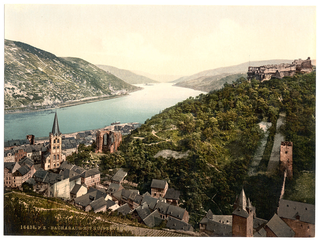 A picture of Bacharach and ruins of Stahleck, the Rhine, Germany