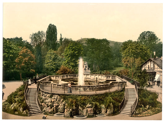A picture of Bad Neuheim (i.e. Bad Nauheim), the Great Fountain, Hesse-Nassau, Germany