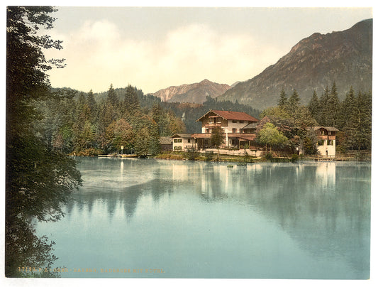 A picture of Badersee with hotel, Upper Bavaria, Germany