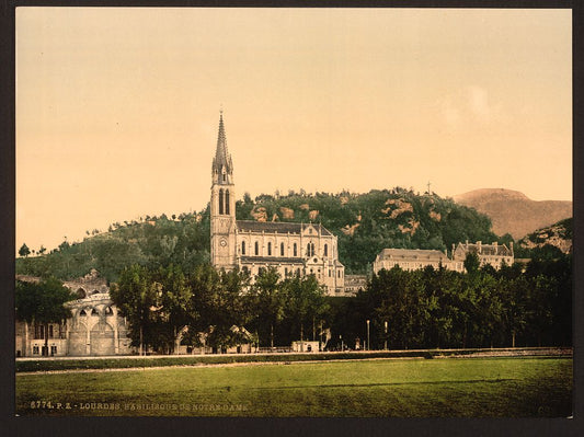 A picture of Basilique from La Prairie, Lourdes, Pyrenees, France