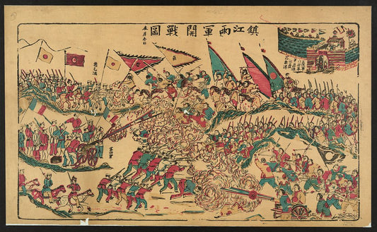 A picture of Battle scene - soldiers engaged in close fighting on a battlefield