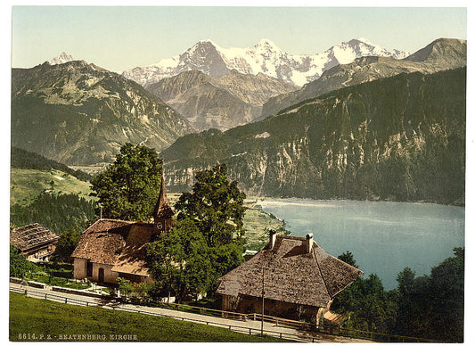 A picture of Beatenburg (i.e., Beatenberg), the church, Bernese Oberland, Switzerland