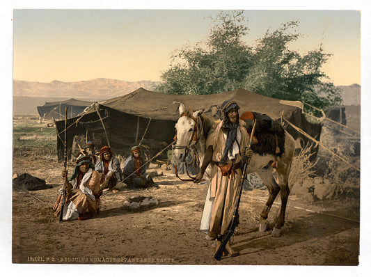 A picture of Bedouins and their tents, Holy Land