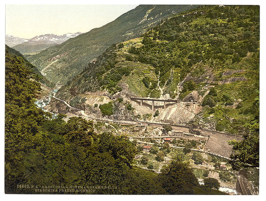 A picture of Biaschina, loops in the road, St. Gotthard Railway, Switzerland