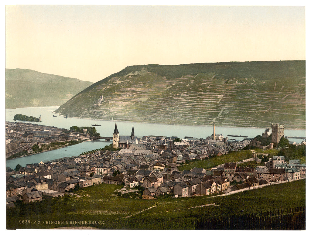 A picture of Bingen and the bridge, the Rhine, Germany