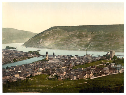 A picture of Bingen and the bridge, the Rhine, Germany