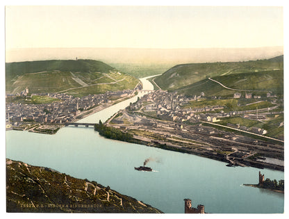 A picture of Bingen and the bridge, the Rhine, Germany