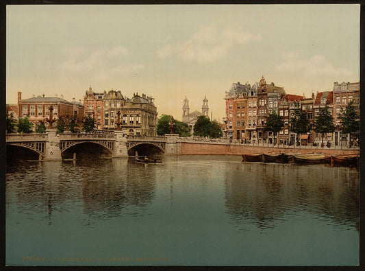 A picture of Blue bridge and the Amstel River, Amsterdam, Holland