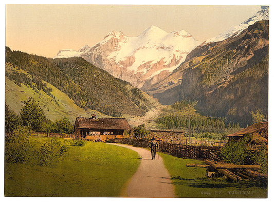 A picture of Blümlisalp and chalets, Bernese Oberland, Switzerland