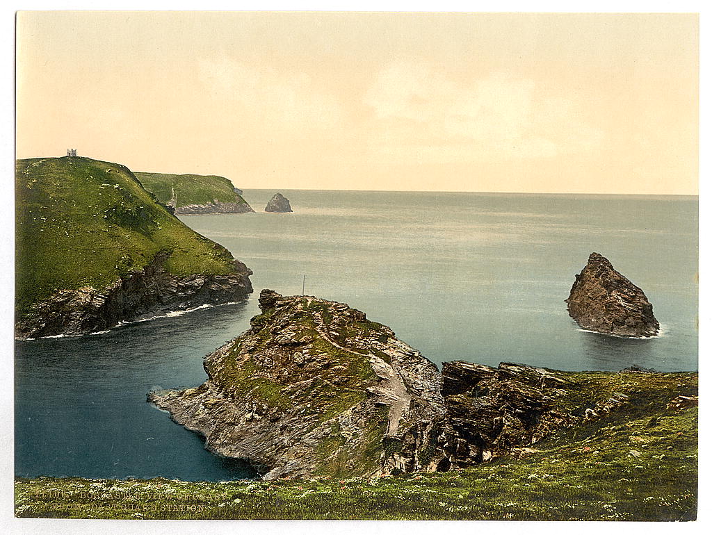 A picture of Boscastle, view of coast from coast guard's station, Cornwall, England