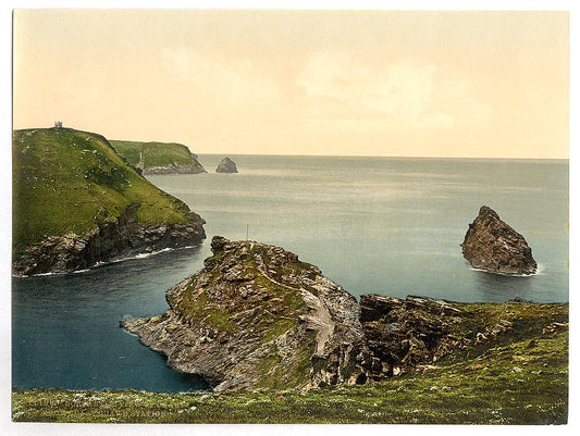 A picture of Boscastle, view of coast from coast guard's station, Cornwall, England