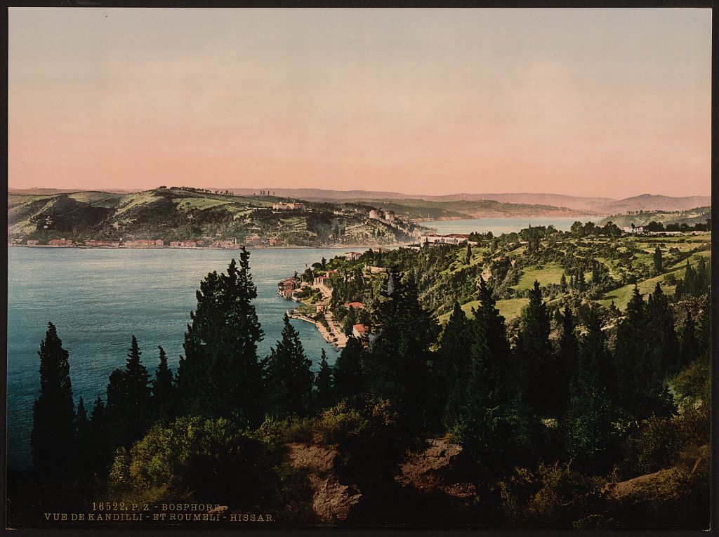 A picture of Bosphorus (i.e., Bosporus), view from Kuleli, Constantinople, Turkey