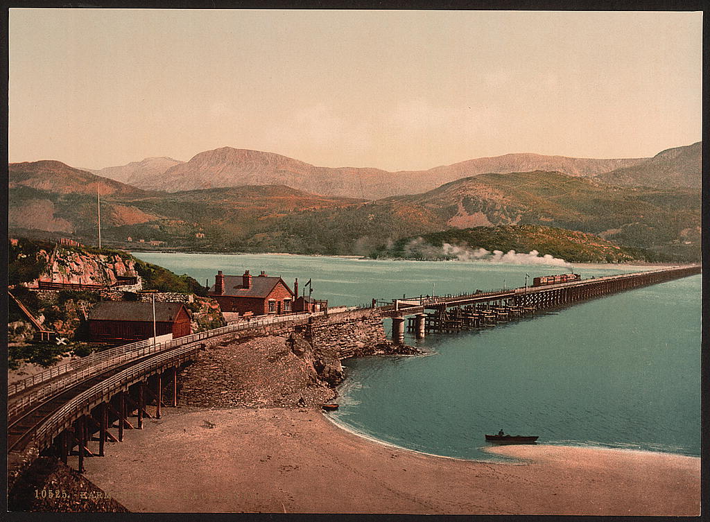 A picture of Bridge and Cader Idris (i.e. Cadair Idris), Barmouth, Wales