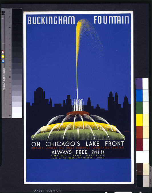 A picture of Buckingham Fountain on Chicago's lake front, world's largest and most beautiful illuminated fountain ...