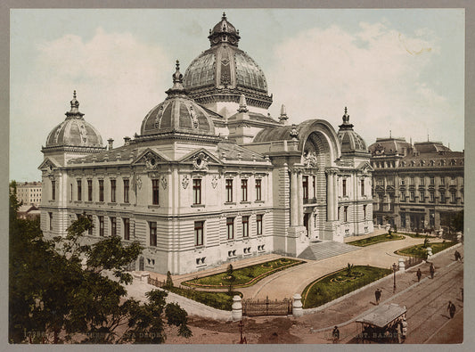 A picture of Bucuresci. Casa de Depuncrĭ. Bucharest. Banque Nationale.