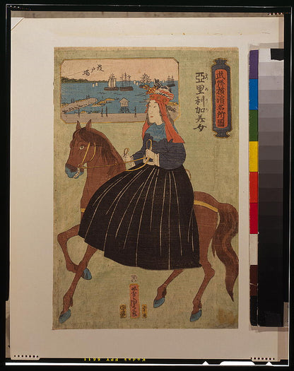 A picture of Bushū Yokohama meishō zu - Amerika bijo, hatoba