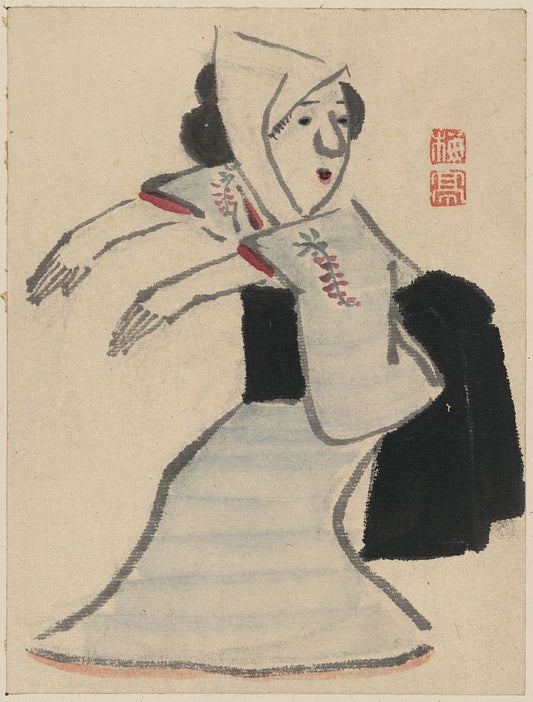A picture of Caricature of a woman dancing