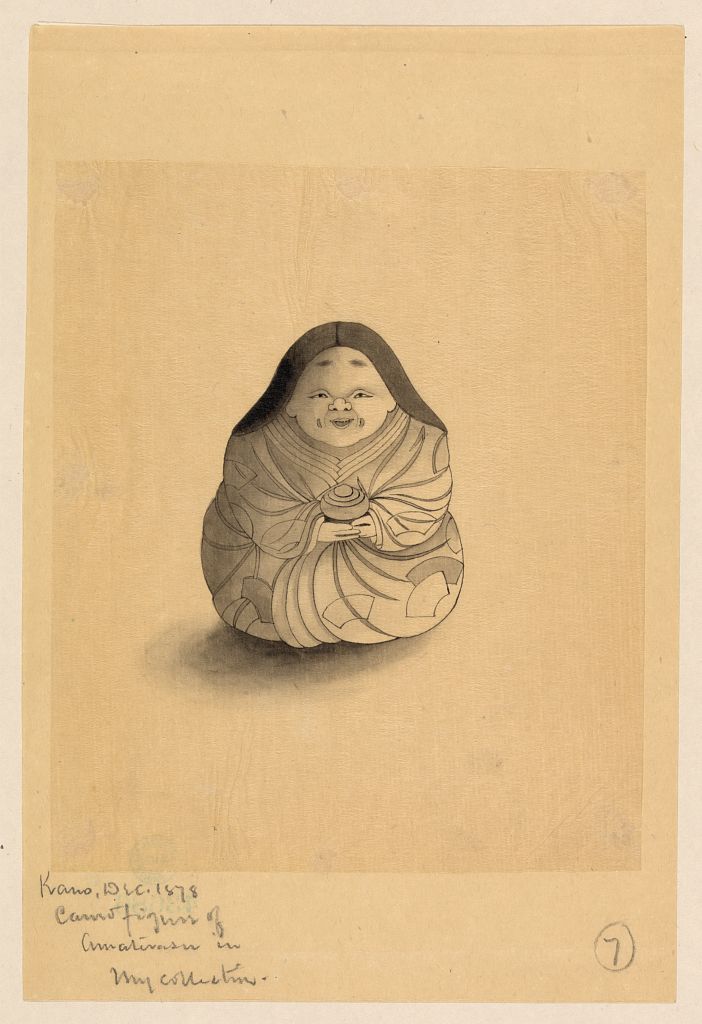 A picture of Carving of a woman, seated, facing front