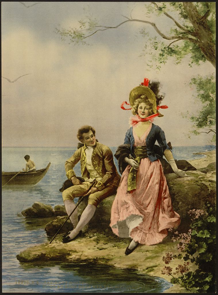 A picture of Casino entrance, "Flirt au Bord de la Mer," by Hippolyte Lucas, Monte Carlo, Riviera