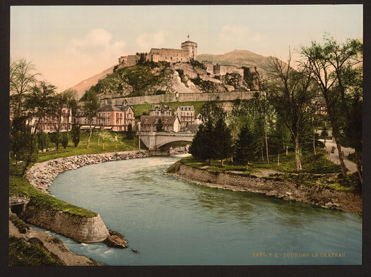A picture of Castle and river, Lourdes, Pyrenees, France
