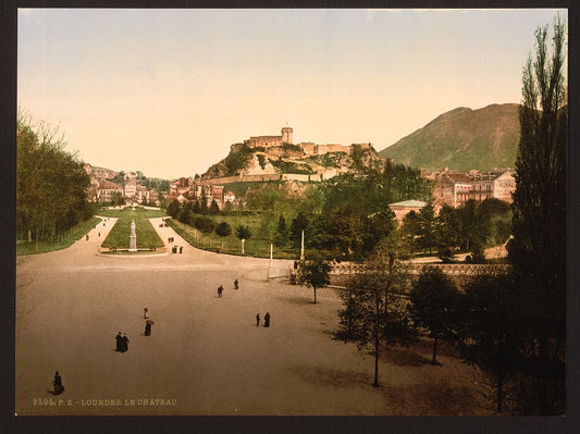 A picture of Castle from terrace of Notre Dame de Lourdes, Lourdes, Pyrenees, France