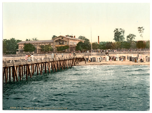 A picture of Castle on the beach and bridge, Colberg, Pomerania, Germany (i.e.,Kołobrzeg, Poland)