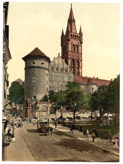 A picture of Castle tower and Emperor William's Monument, Konigsberg,  East Prussia, Germany (i.e., Kaliningrad, Kaliningradskai︠a︡ oblastʹ, Russia)