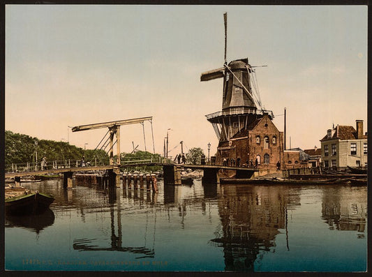 A picture of Catharine Bridge and windmill, Haarlem, Holland