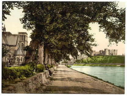 A picture of Cathedral and castle from the Ness, Inverness, Scotland