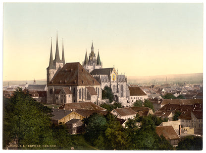 A picture of Cathedral and picture of Mary, Erfurt, Thuringia, Germany