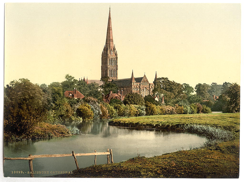 A picture of Cathedral, from the river, Salisbury, England