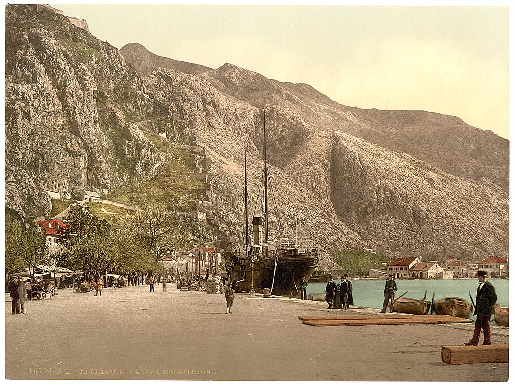 A picture of Cattaro, shore at Settentrione, Dalmatia, Austro-Hungary