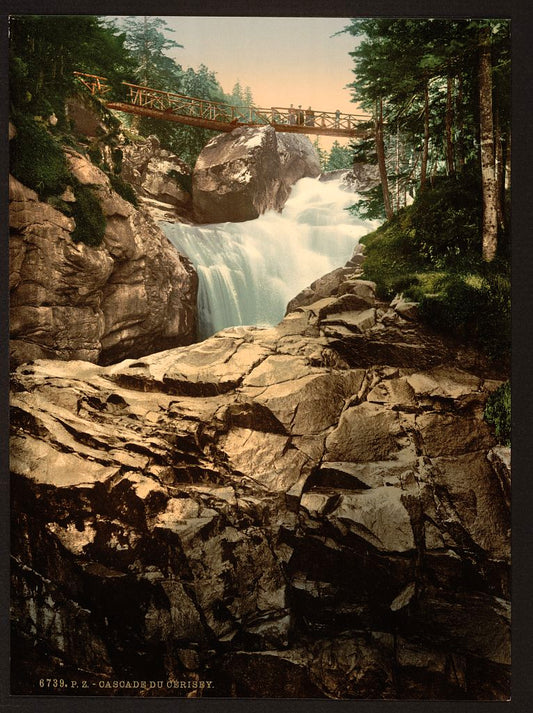 A picture of Cerisy (i.e., Cérisey) waterfall, Pyrenees, France