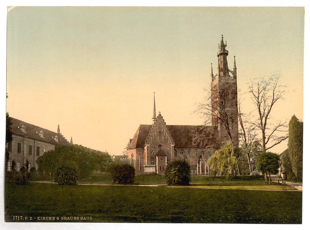 A picture of Church and Grey House, park of Worlitz, Anhalt, Germany