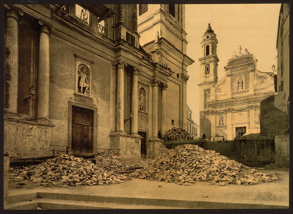 A picture of Church and rubble, San Remo, Riviera