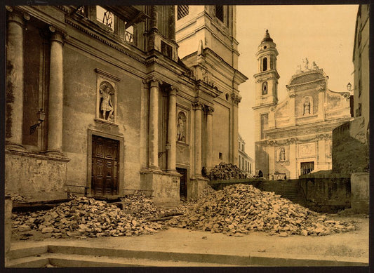 A picture of Church and rubble, San Remo, Riviera