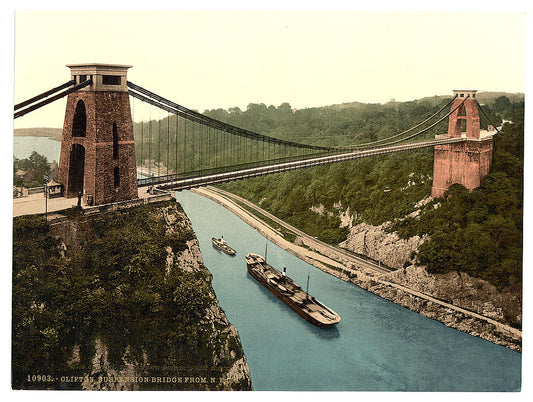 A picture of Clifton suspension bridge from the north east cliffs, Bristol, England