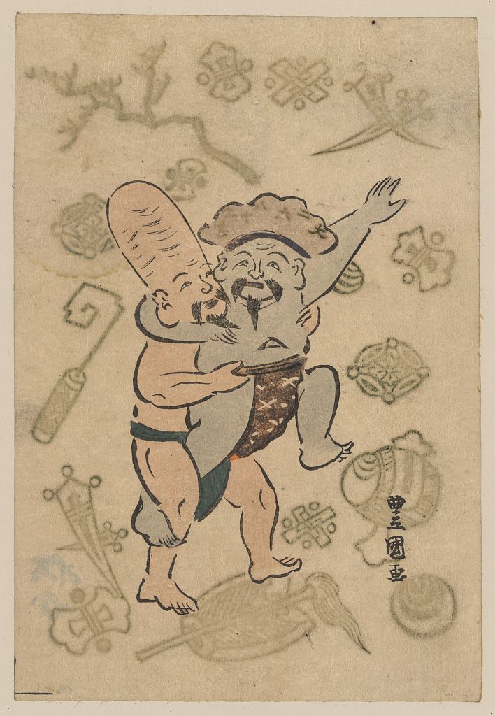 A picture of Daikoku to fukurokuju no sumō