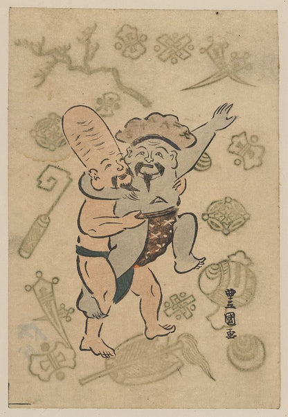 A picture of Daikoku to fukurokuju no sumō
