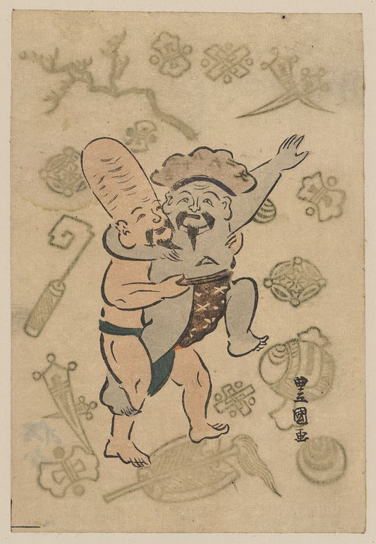 A picture of Daikoku to fukurokuju no sumō