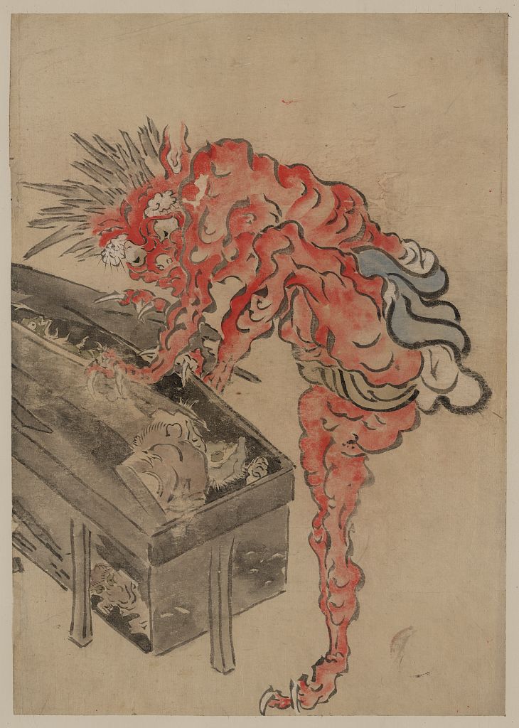 A picture of Demon, possibly Ibaraki, opening a box