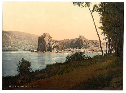 A picture of Devin and the Danube River, southwest Slovakia, near Austrian border, Austro-Hungary