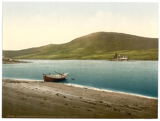 A picture of Doon Castle from the loch, Dalmellington, Scotland