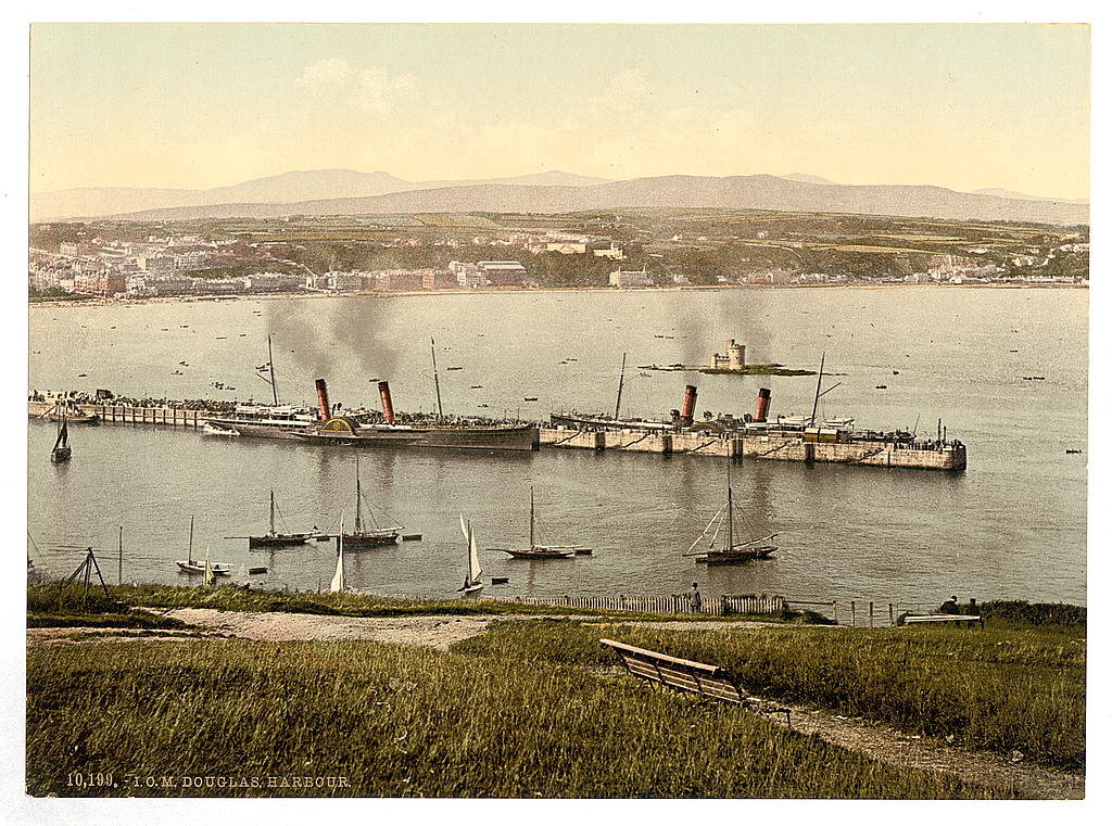 A picture of Douglas, harbor with steamers, Isle of Man