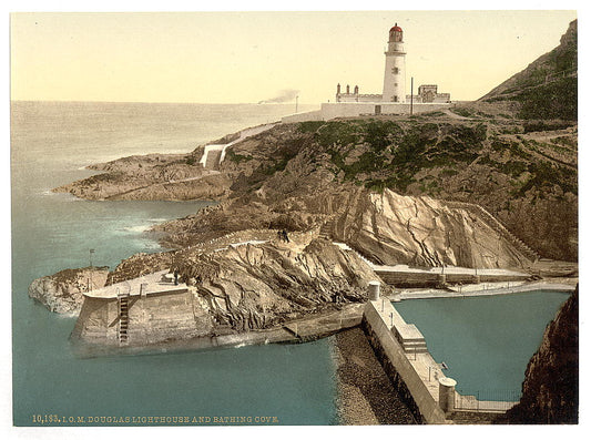 A picture of Douglas Lighthouse and bathing cove, Isle of Man