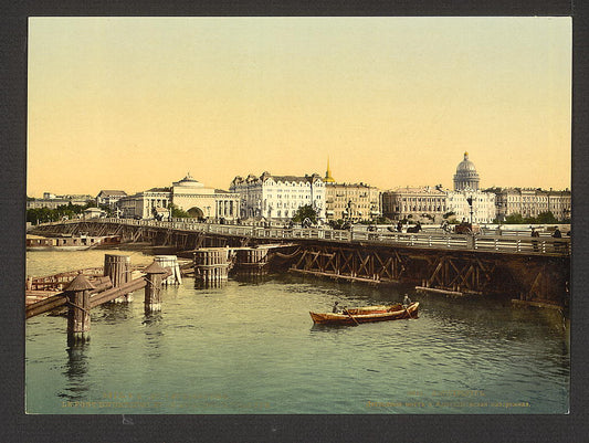 A picture of Dwortzowi (i.e., Dvortsovyi), Bridge and Admiralty Quay, St. Petersburg, Russia