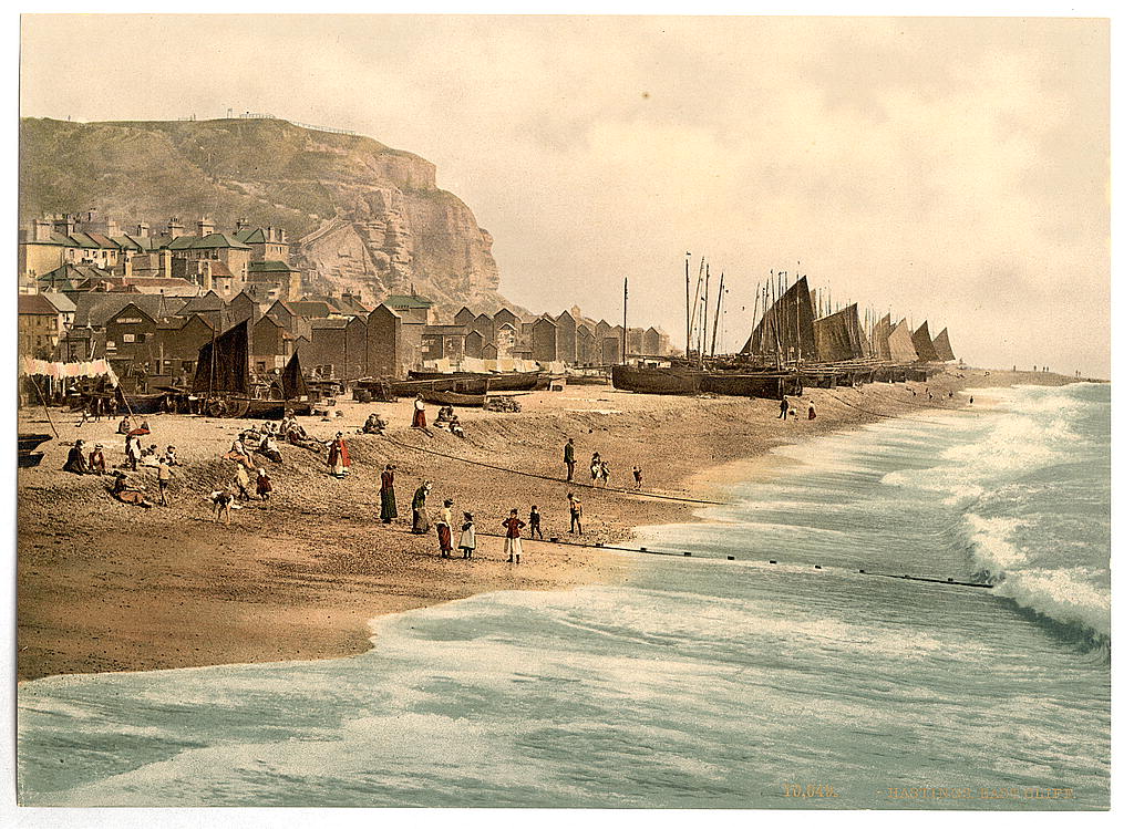 A picture of East Cliff, with beach and fish market, Hastings, England